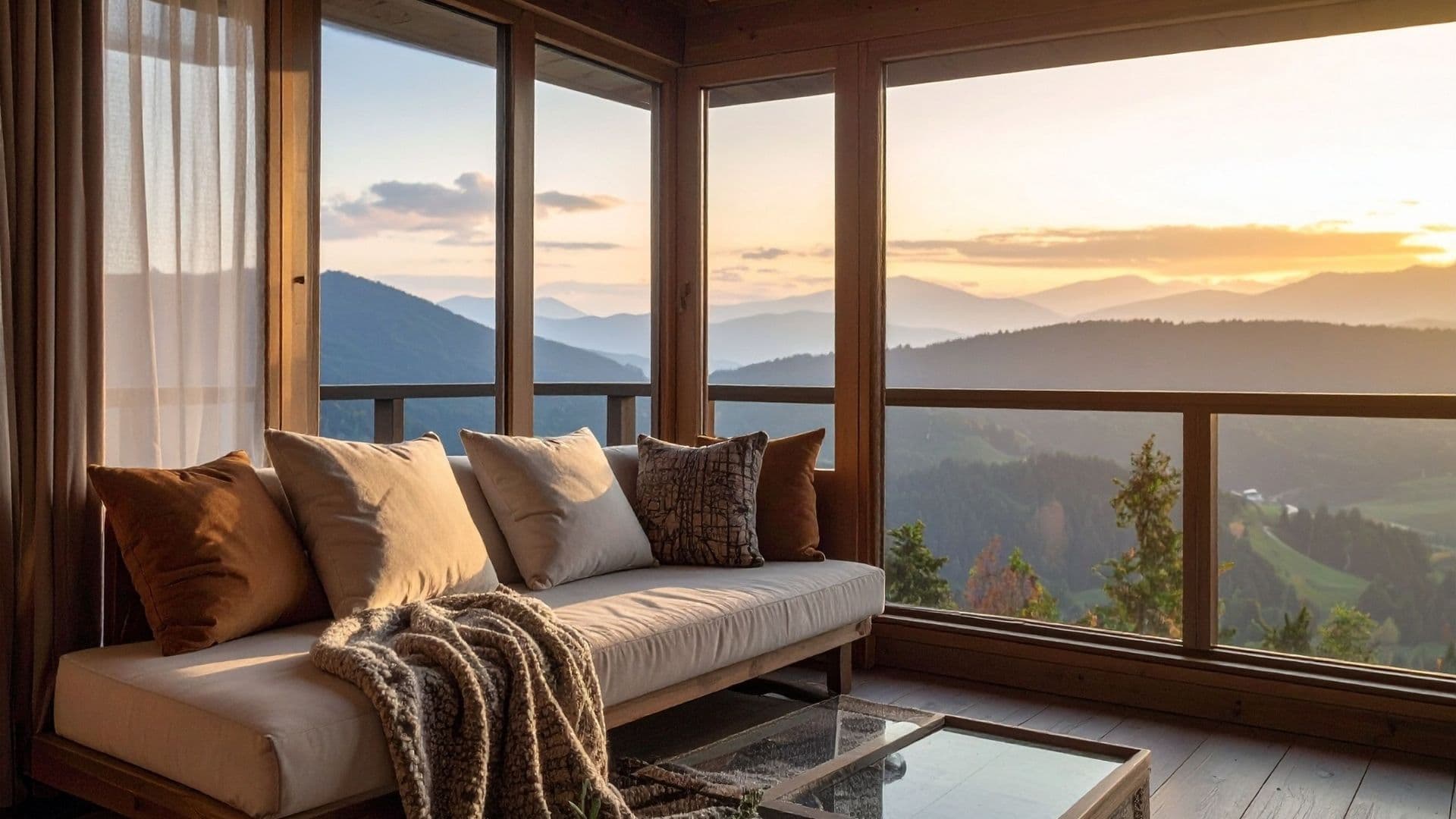 Mountain home interior with stunning Blue Ridge views